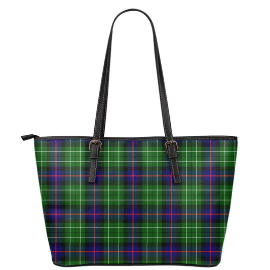 Leslie Hunting Ancient Tartan Plaid Leather Tote