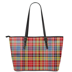 Drummond of Strathallan Tartan Plaid Leather Tote
