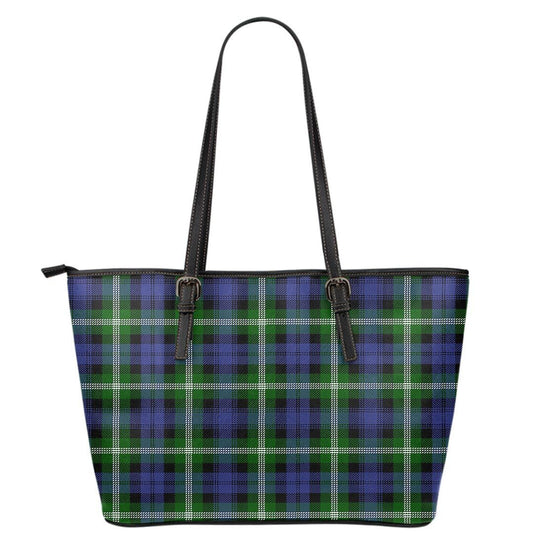 Baillie Modern Tartan Plaid Leather Tote