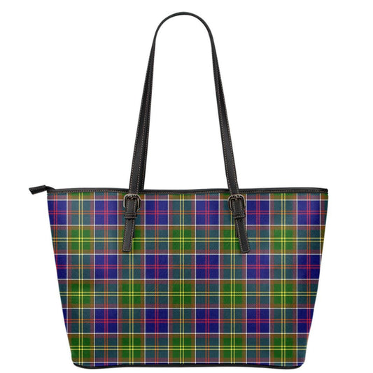 Ayrshire District Tartan Plaid Leather Tote