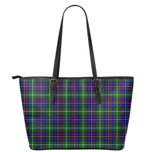 Inglis Modern Tartan Plaid Leather Tote