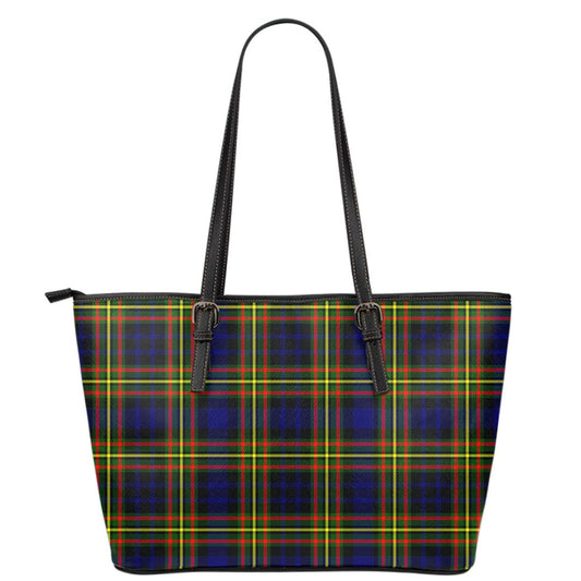 MacLellan Modern Tartan Plaid Leather Tote