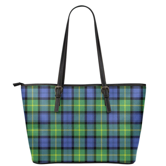 Gordon Old Ancient Tartan Plaid Leather Tote