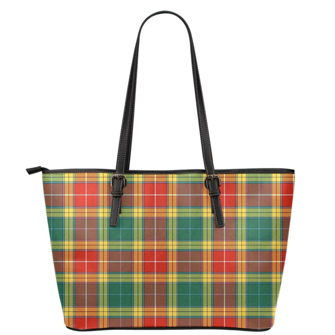 Buchanan Old Sett Tartan Plaid Leather Tote