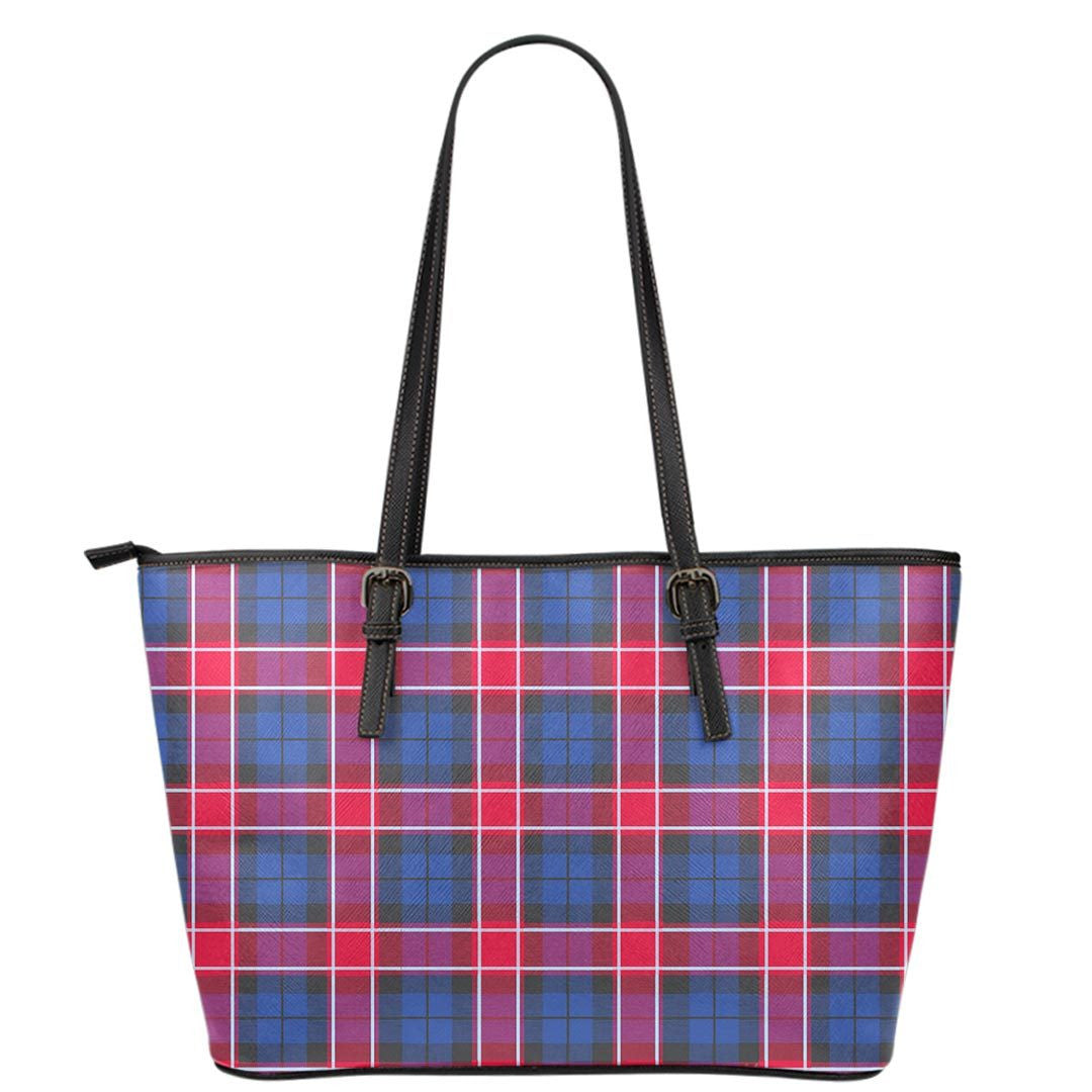 Graham of Menteith Red Tartan Plaid Leather Tote