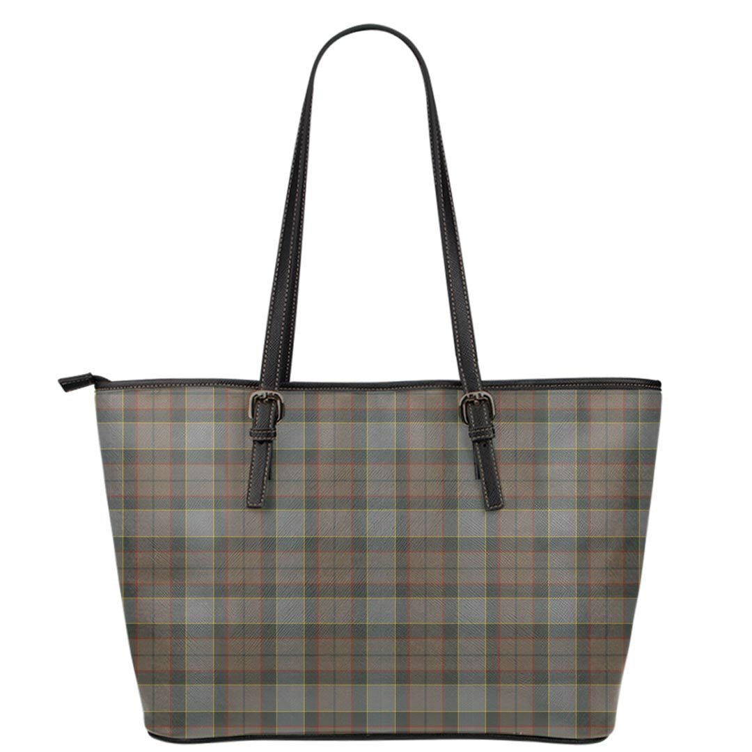 Outlander Fraser Tartan Plaid Leather Tote