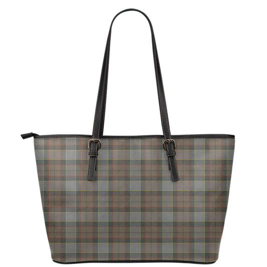 Outlander Fraser Tartan Plaid Leather Tote