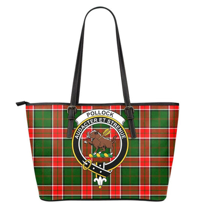 Pollock Modern Tartan Crest Leather Tote