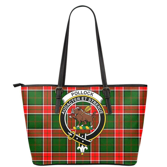 Pollock Modern Tartan Crest Leather Tote