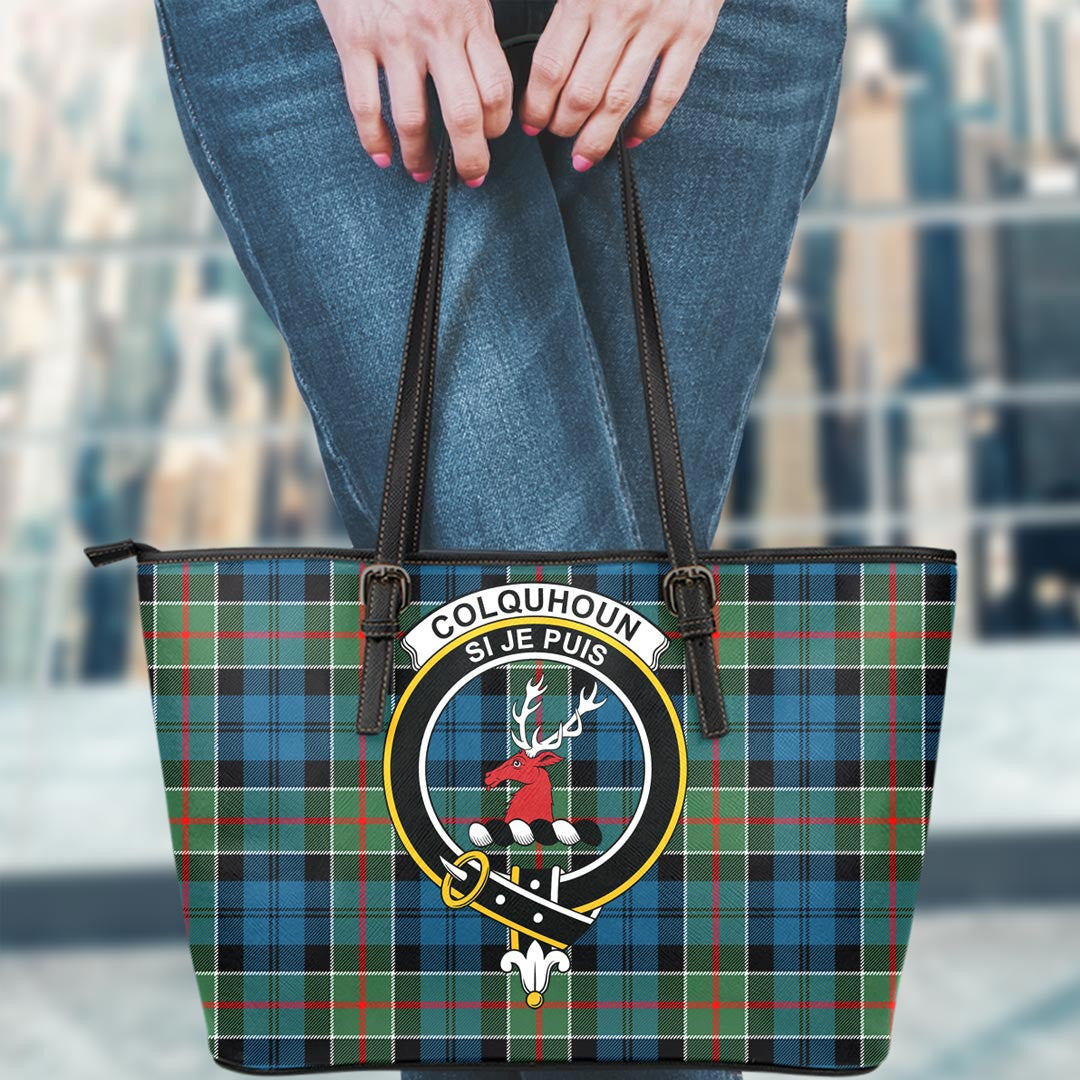 Colquhoun Ancient Tartan Crest Leather Tote