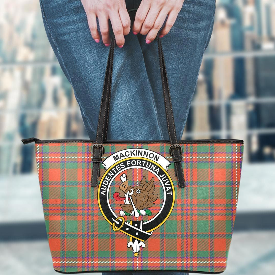 MacKinnon Ancient Tartan Crest Leather Tote