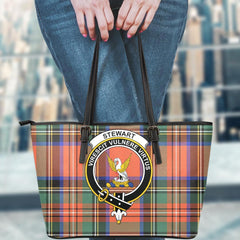 Stewart Royal Ancient Tartan Crest Leather Tote
