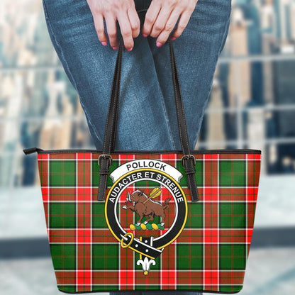 Pollock Modern Tartan Crest Leather Tote