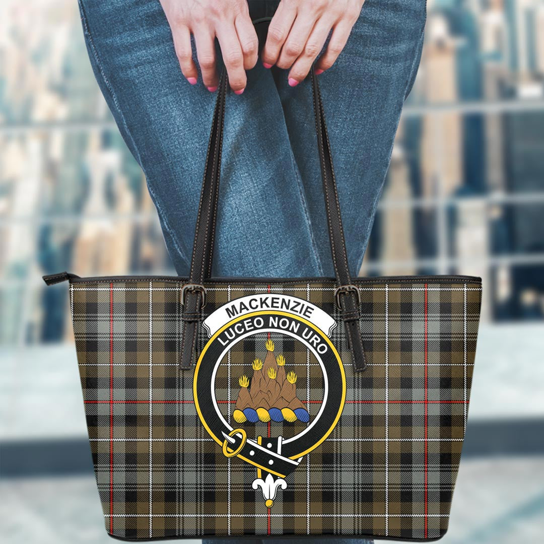 MacKenzie Weathered Tartan Crest Leather Tote