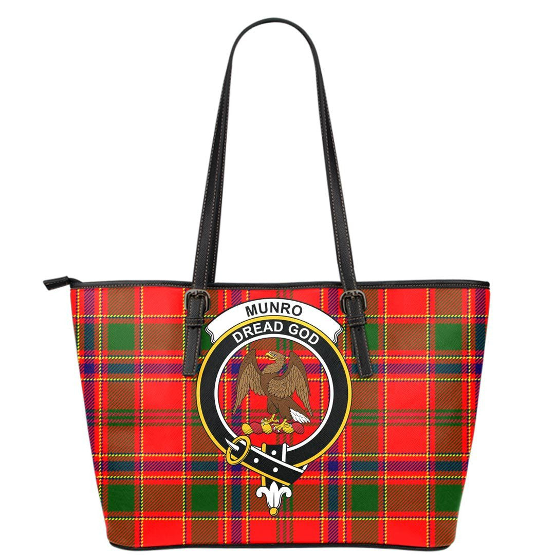 Munro Modern Tartan Crest Leather Tote