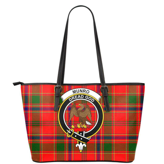 Munro Modern Tartan Crest Leather Tote