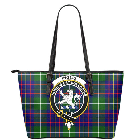 Inglis Modern Tartan Crest Leather Tote