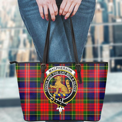 MacPherson Modern Tartan Crest Leather Tote