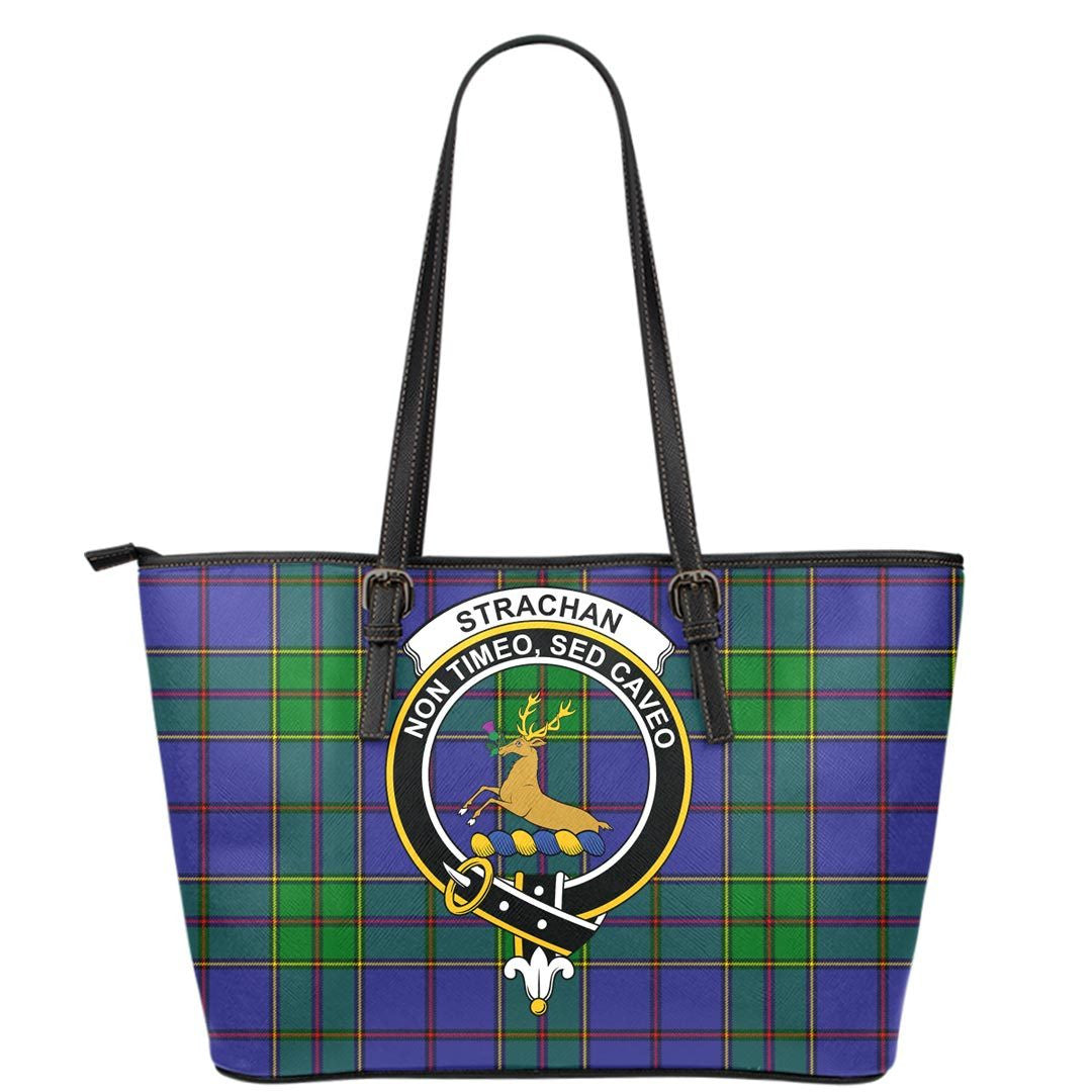 Strachan Tartan Crest Leather Tote