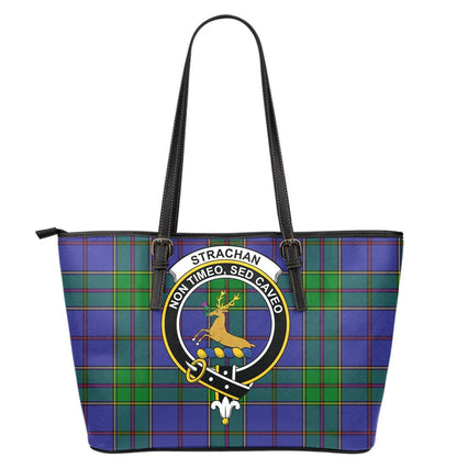 Strachan Tartan Crest Leather Tote