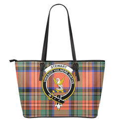Stewart Royal Ancient Tartan Crest Leather Tote