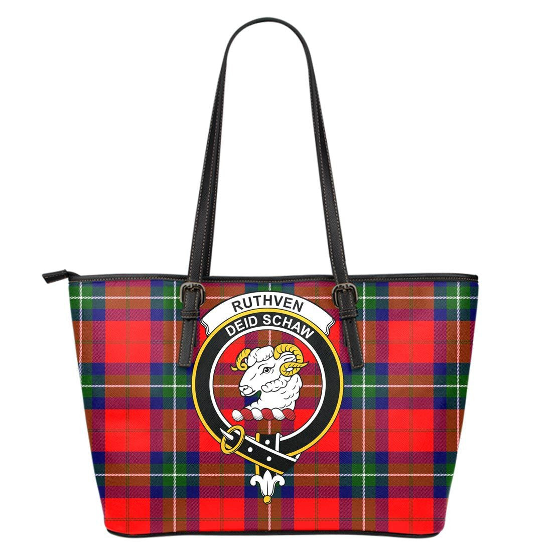 Ruthven Modern Tartan Crest Leather Tote