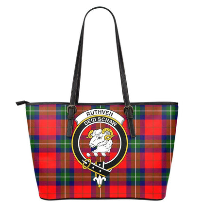 Ruthven Modern Tartan Crest Leather Tote