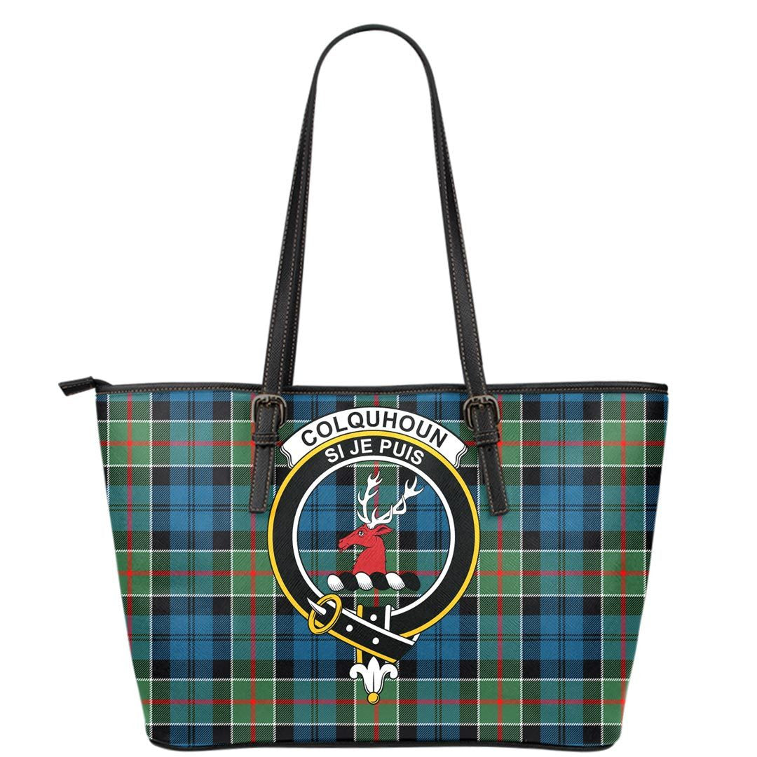 Colquhoun Ancient Tartan Crest Leather Tote