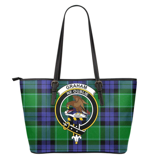 Graham of Menteith Modern Tartan Crest Leather Tote