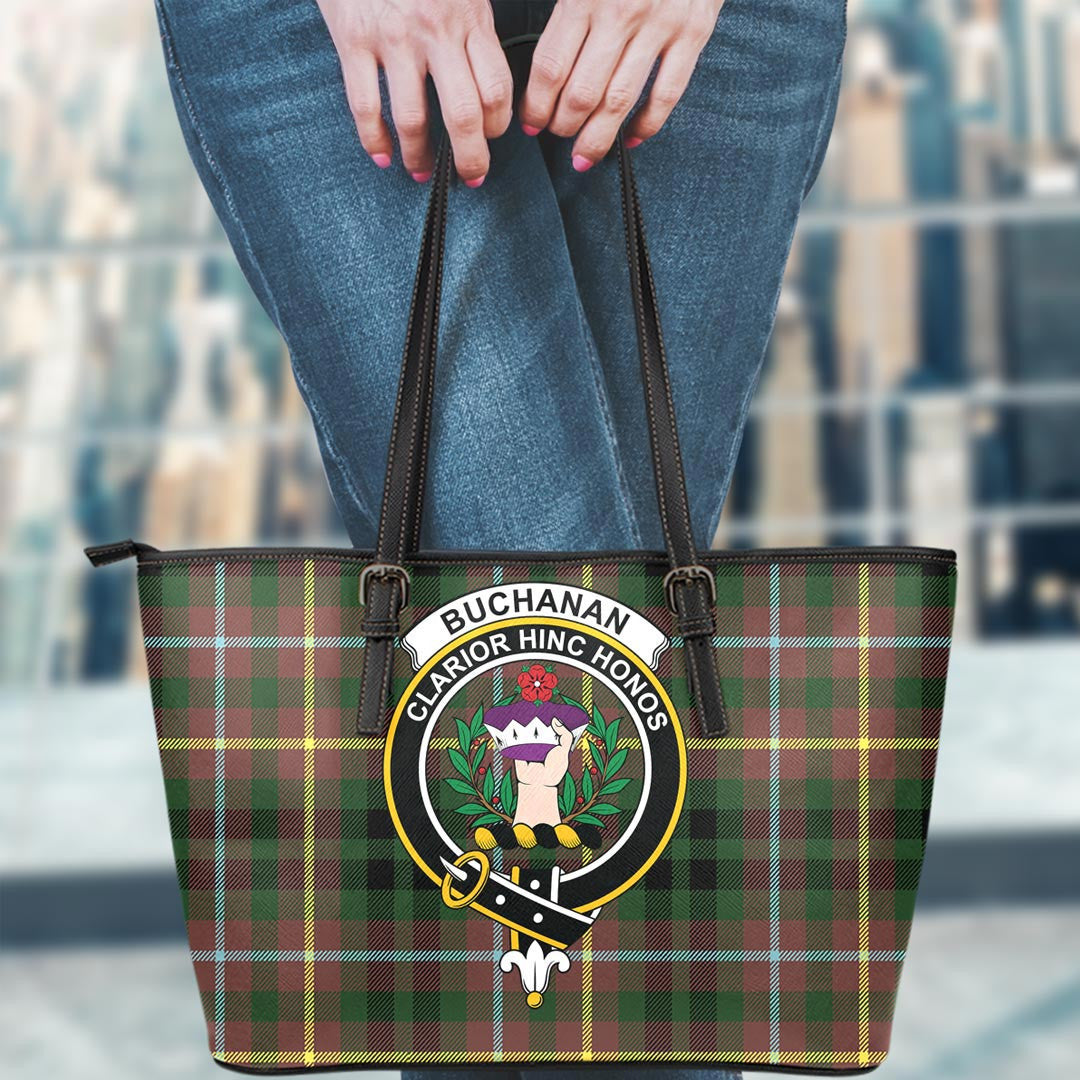 Buchanan Hunting Tartan Crest Leather Tote