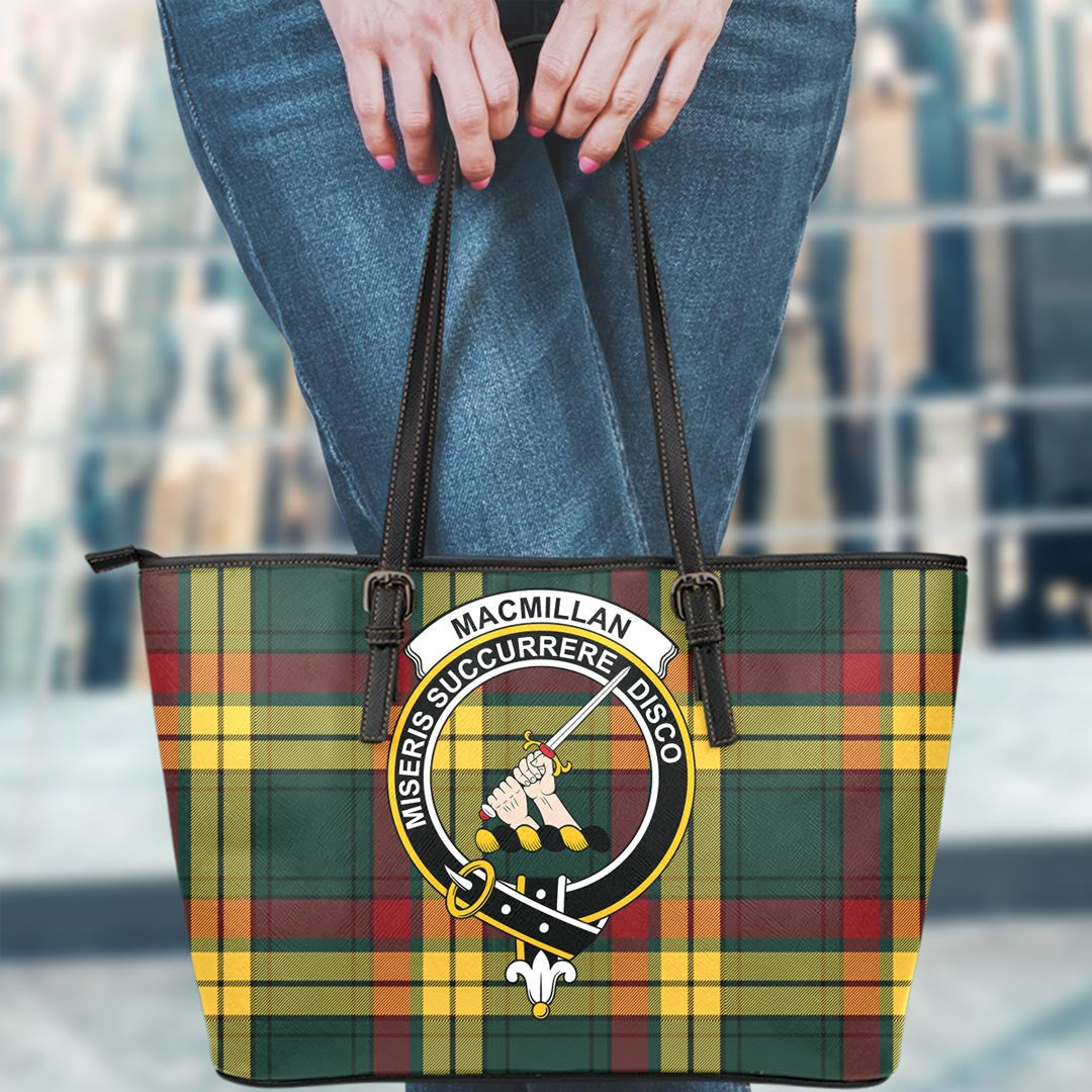 MacMillan Old Modern Tartan Crest Leather Tote