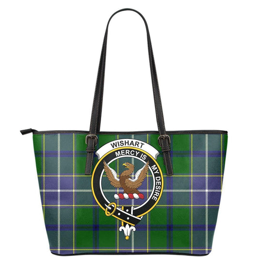 Wishart Hunting Modern Tartan Crest Leather Tote