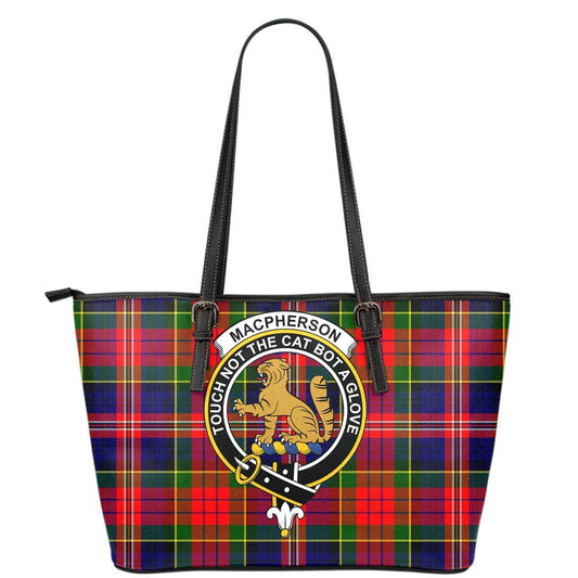 MacPherson Modern Tartan Crest Leather Tote