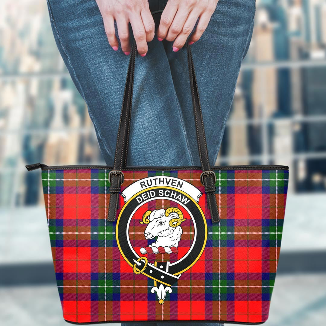 Ruthven Modern Tartan Crest Leather Tote