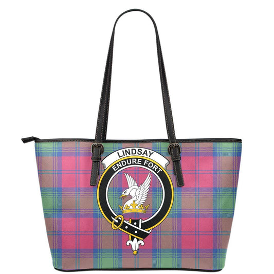 Lindsay Ancient Tartan Crest Leather Tote