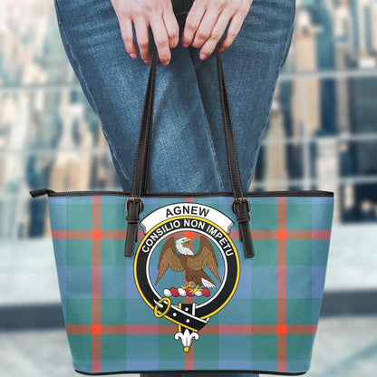 Agnew Ancient Tartan Crest Leather Tote