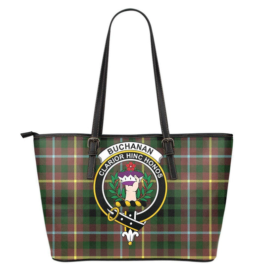 Buchanan Hunting Tartan Crest Leather Tote