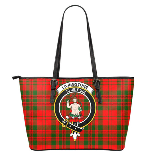 Livingstone Modern Tartan Crest Leather Tote