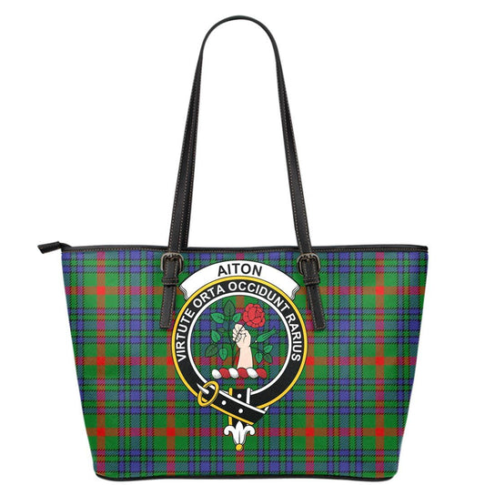 Aiton Tartan Crest Leather Tote