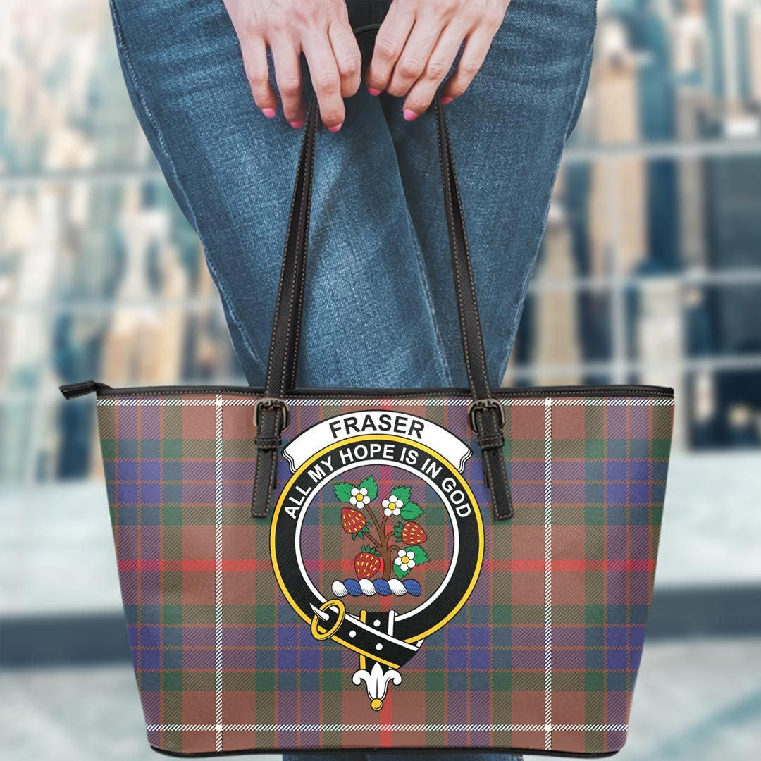 Fraser Hunting Modern Tartan Crest Leather Tote