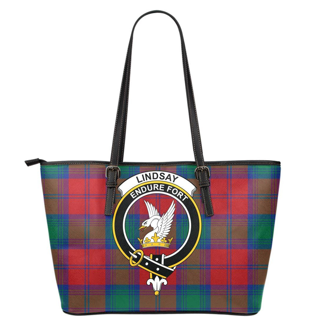 Lindsay Modern Tartan Crest Leather Tote