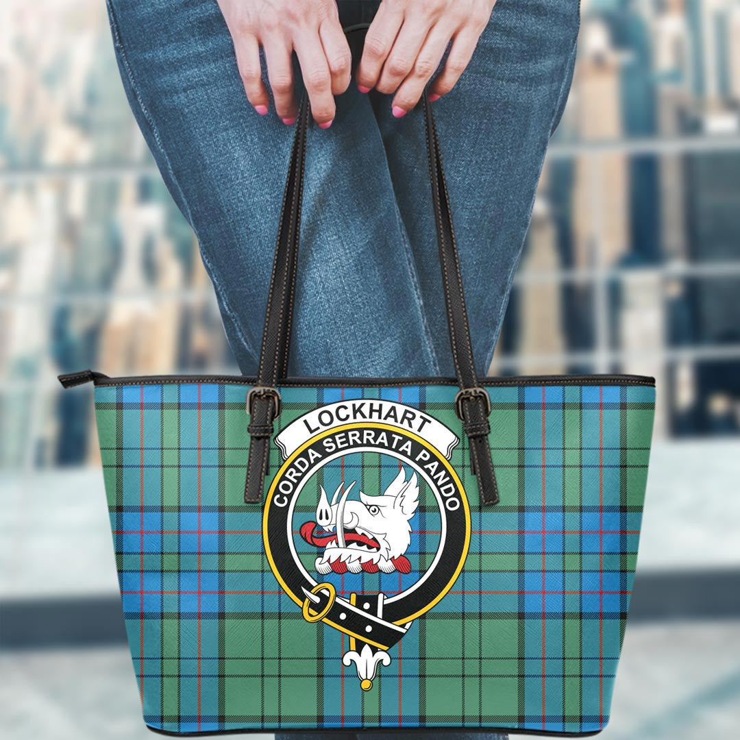 Lockhart Modern Tartan Crest Leather Tote