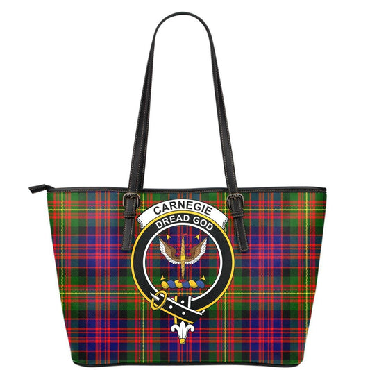 Carnegie Modern Tartan Crest Leather Tote