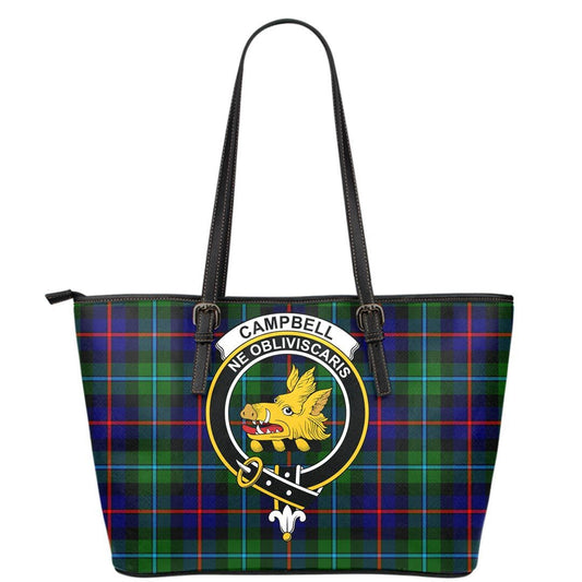 Campbell of Cawdor Modern Tartan Crest Leather Tote