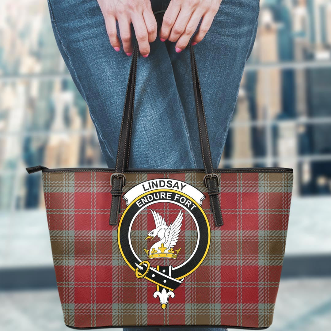 Lindsay Weathered Tartan Crest Leather Tote