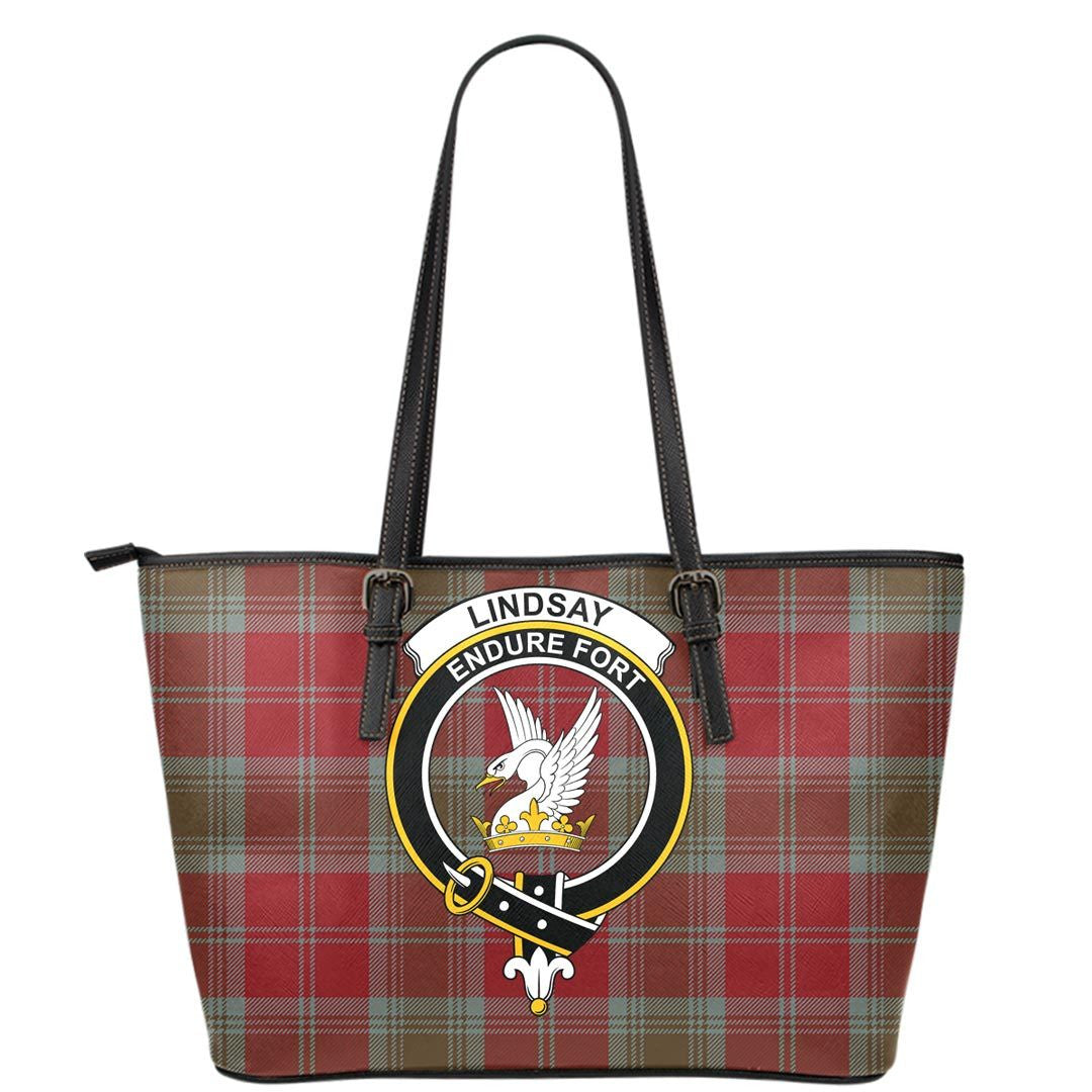 Lindsay Weathered Tartan Crest Leather Tote