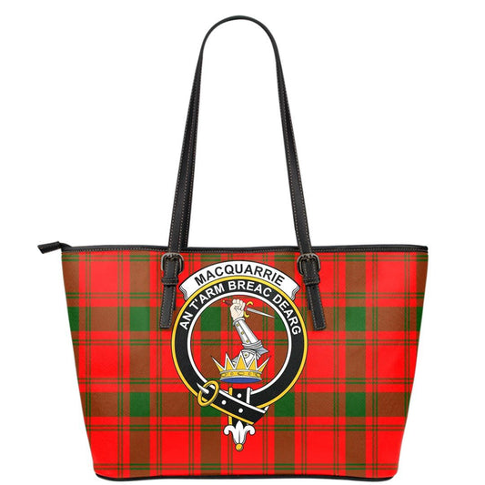 MacQuarrie Modern Tartan Crest Leather Tote