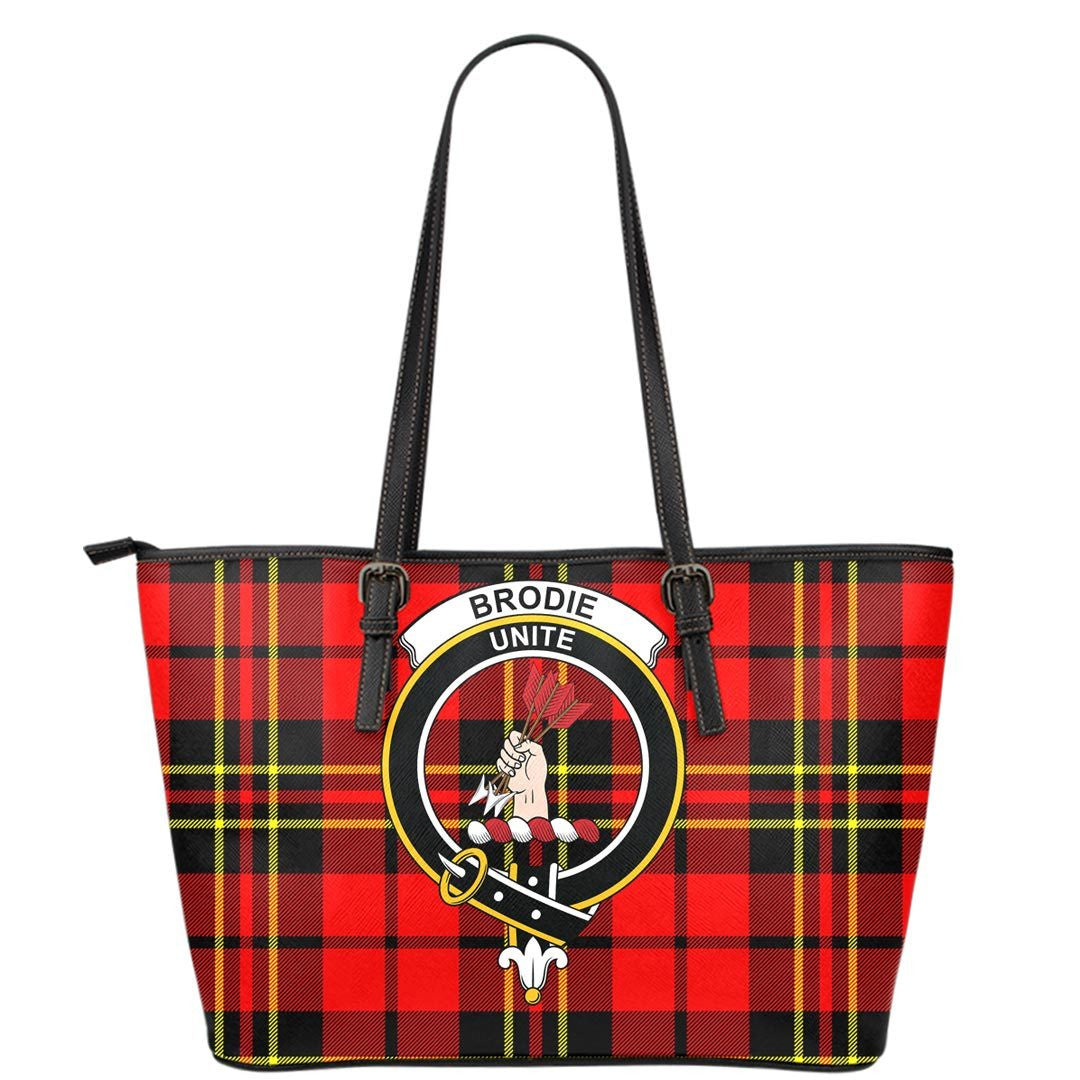 Brodie Modern Tartan Crest Leather Tote