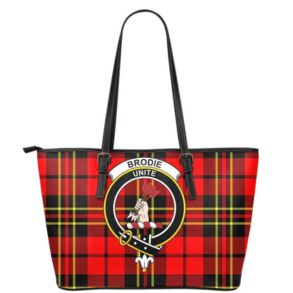 Brodie Modern Tartan Crest Leather Tote