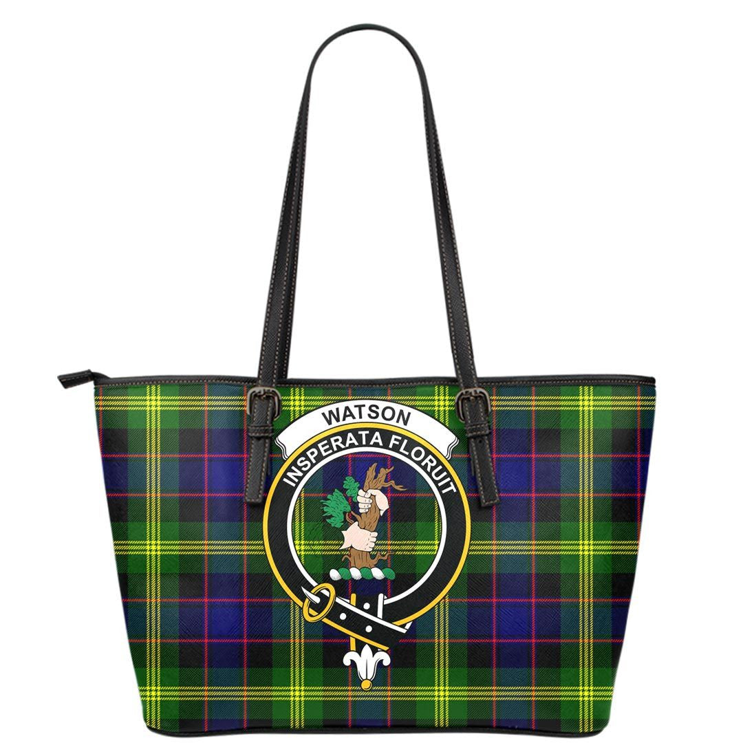 Watson Modern Tartan Crest Leather Tote